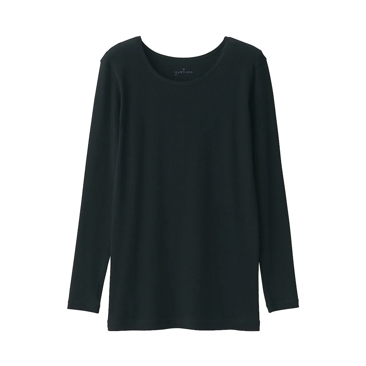 T‐shirt a maniche lunghe in cotone sottile con scollo a crew donna