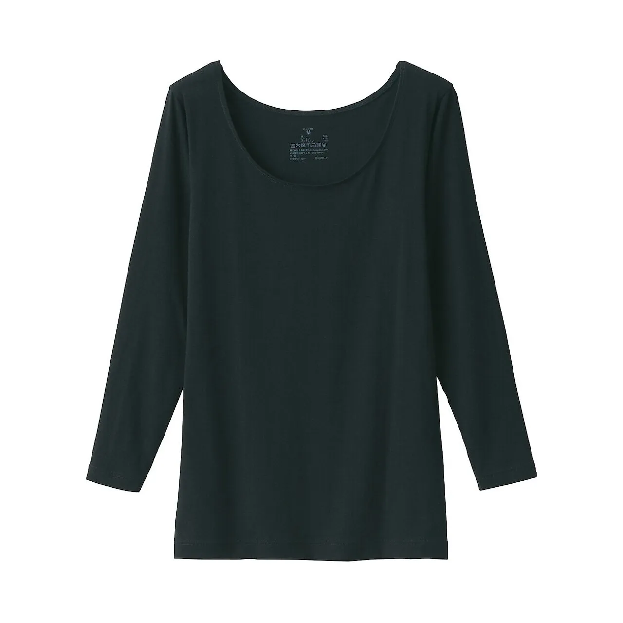 T‐shirt a maniche lunghe in cotone sottile con scollo a U 18337