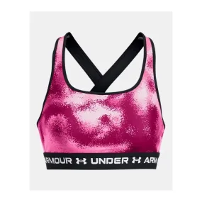 UNDER ARMOUR MID CROSSBACK PRINTED  REGGISENO TOP SPORTIVO  COLORE FUXIA NERO