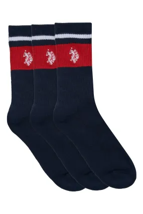 U.S. Polo Assn. Brand Stripe Sports Socks 3 Pack    