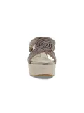 Zeppa Pasquini Calzature CIABATTA GIOIELLO FASCE in laminato e crystal tortora e argento